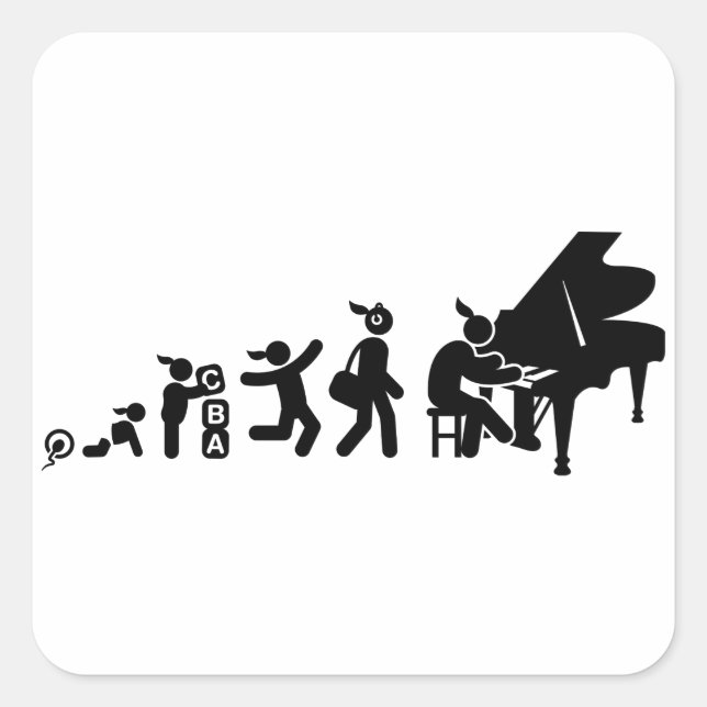 Pianist Quadratischer Aufkleber (Vorderseite)