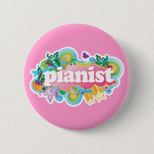 Pianist-Retro Klavier-Geschenk Button