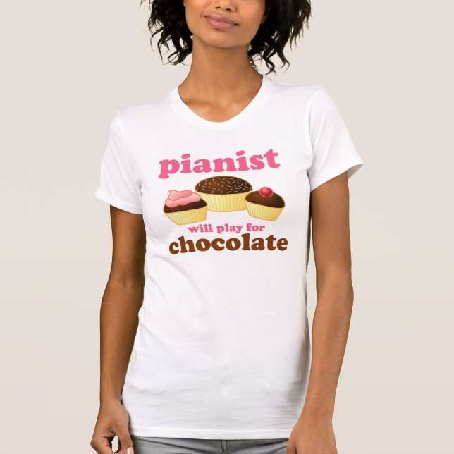 Pianist spielt für Schokolade T-Shirt (Vorderseite)