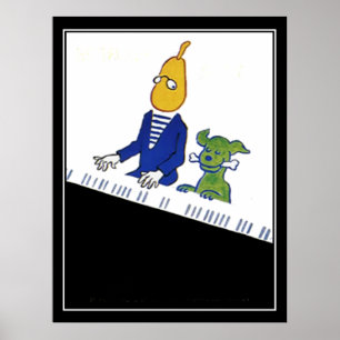 Pianist und Hund Art Deco Vintage Poster