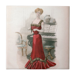 Pianist Vintag Edwardian Fashion Illustration Fliese