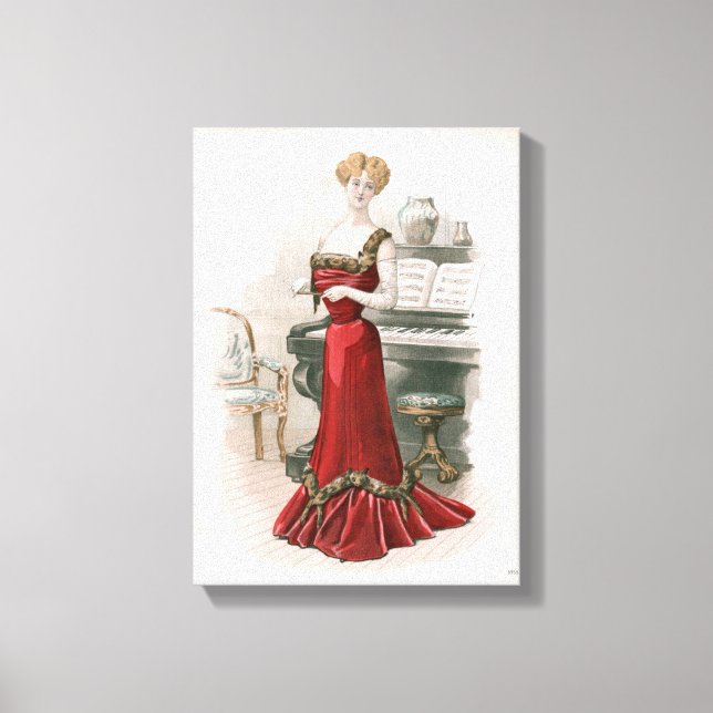 Pianist Vintag Edwardian Fashion Illustration Leinwanddruck