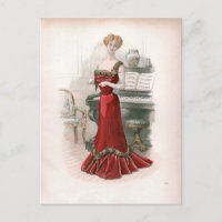 Pianist Vintag Edwardian Fashion Illustration