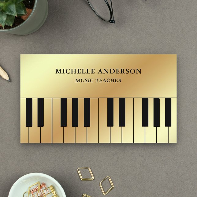 Pianist von Gold Foil Keyboard Musiker Pianist Visitenkarte (Von Creator hochgeladen)