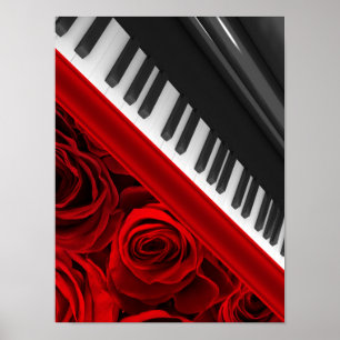 Piano and Roses Poster