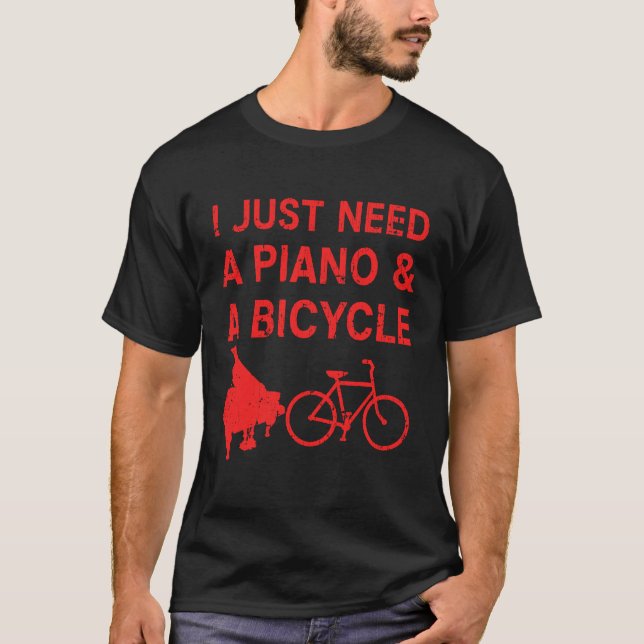 Piano Bicycle Pianist Radfahrer Instrument Gif T-Shirt (Vorderseite)