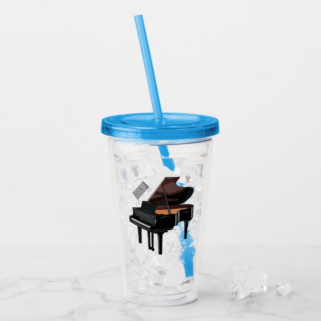Piano-Cartoon Acryltrinkbecher (Vorderseite Ice)