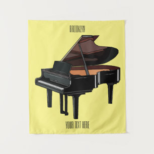 Piano-Cartoon Wandteppich