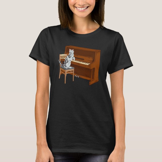 Piano Cat Piano Keyboard Meowsicians T-Shirt (Vorderseite)