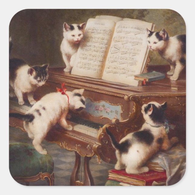 PIANO CATS - Funny Vintag Cat Stickers (Vorderseite)