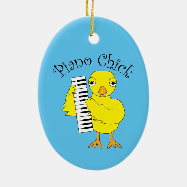 Piano Chick Text Keramik Ornament (Hinten)