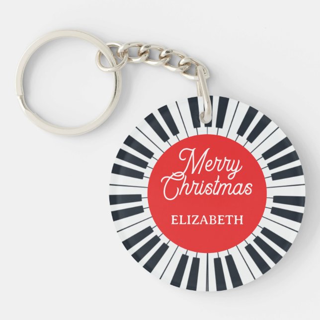 Piano Circle Key Frohe Weihnachts Pianist Musiker Schlüsselanhänger (Vorderseite)