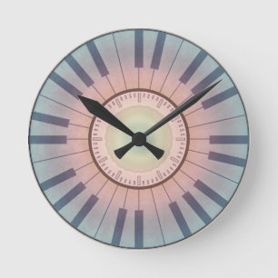 Piano Clock in Pastellfarben Runde Wanduhr