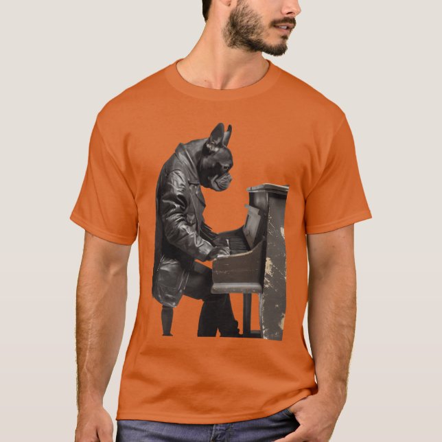 Piano Dog Freunde lustig T-Shirt (Vorderseite)