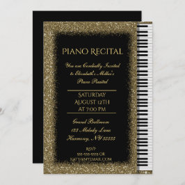 Piano-Erwägung mit Gold-Glitzer auf Black Einladung