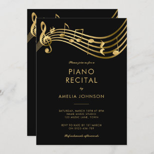 Piano Erwägungsgrund Gold Musiknoten Elegant Einladung