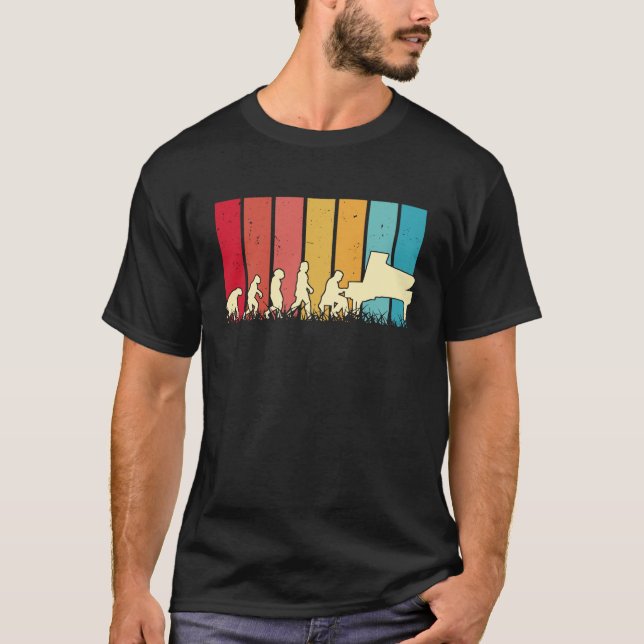 Piano Evolution Retro Piano Player Pianist  1 T-Shirt (Vorderseite)