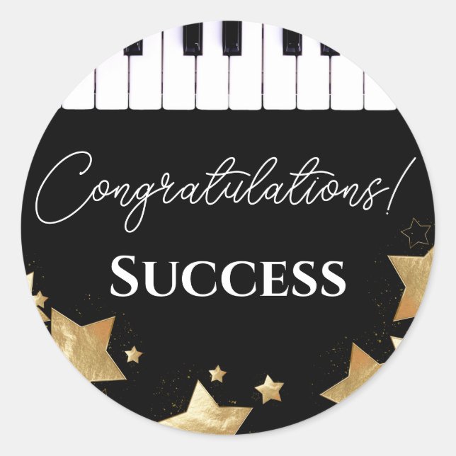 Piano Exam Erfolg Herzlichen Glückwunsch Lehrer Runder Aufkleber (Vorderseite)