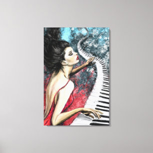 Piano Frau Canvas Print Leinwanddruck
