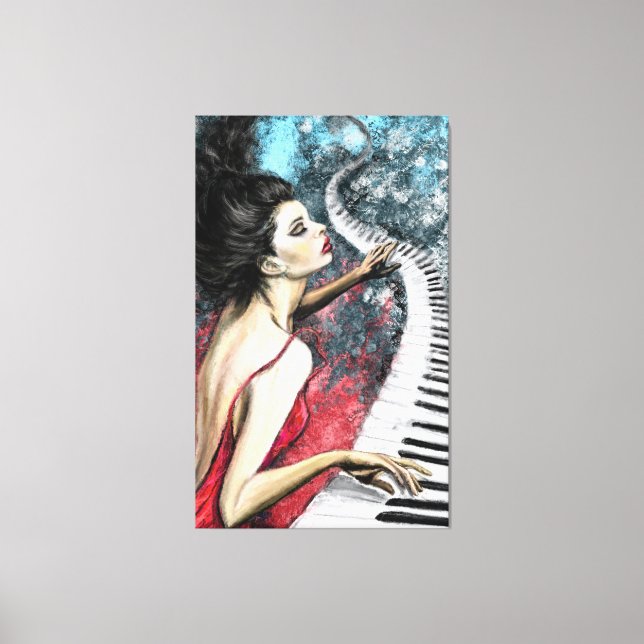 Piano Frau Canvas Print Leinwanddruck (Vorderseite)