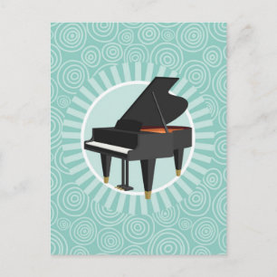 Piano Fun Turquoise Swirl Music Postkarte