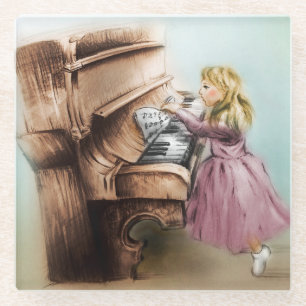 Piano Girl Untersetzer, Elegante Vintage Kunst, Di Glasuntersetzer