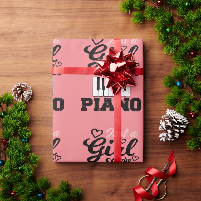 Piano Girl Wrapping Paper Geschenkpapier (Feiertagsgeschenk)