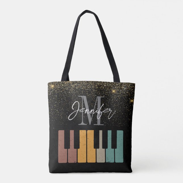 Piano Glitzer Gold Monogram Name Personalisiert (Rückseite)