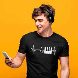 Piano Heartbeat Keyboard Vintage Pianisten Musiker T-Shirt