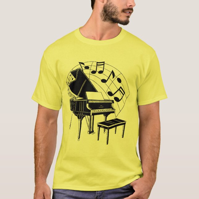 Piano in black T-Shirt (Vorderseite)