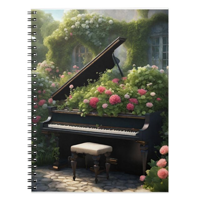 Piano in Bloom- Gartenmalerei Notizblock (Vorderseite)