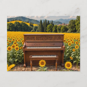 Piano in den Sonnenblumen Postkarte