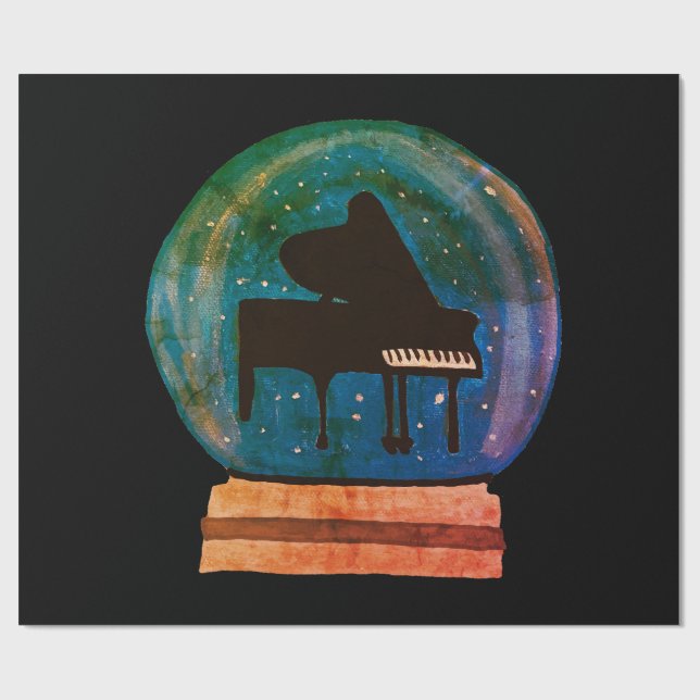 Piano in einem Schneeglobe Geschenkpapier (Flach)