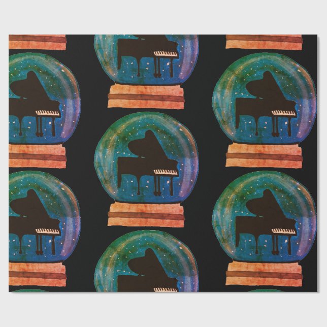 Piano in einem Schneeglobe Geschenkpapier (Flach)