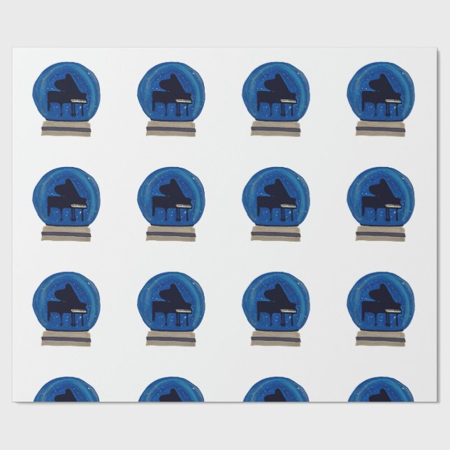 Piano in einem Schneeglobe Geschenkpapier (Flach)