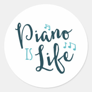 Piano ist das Leben Runder Aufkleber