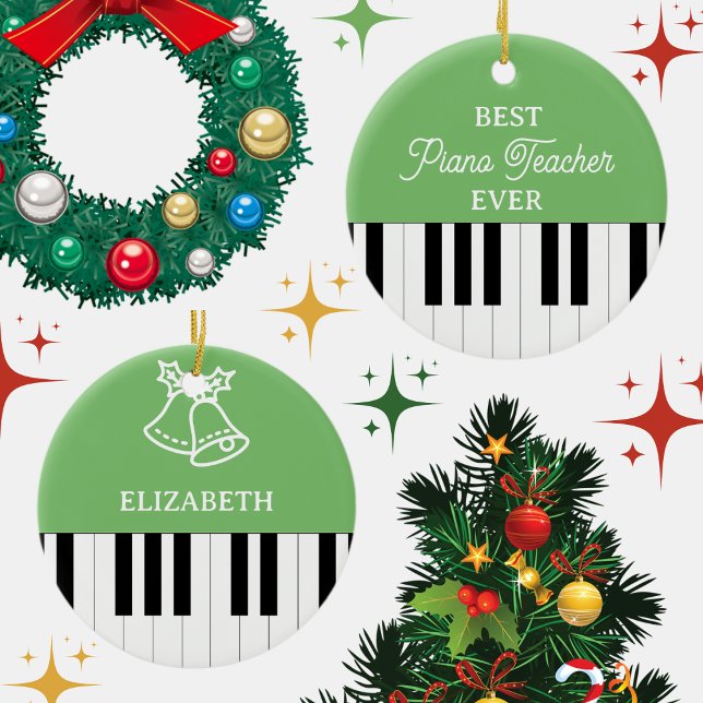 Piano Key Bester Klavierlehrer Weihnachten Grün Keramik Ornament (Von Creator hochgeladen)