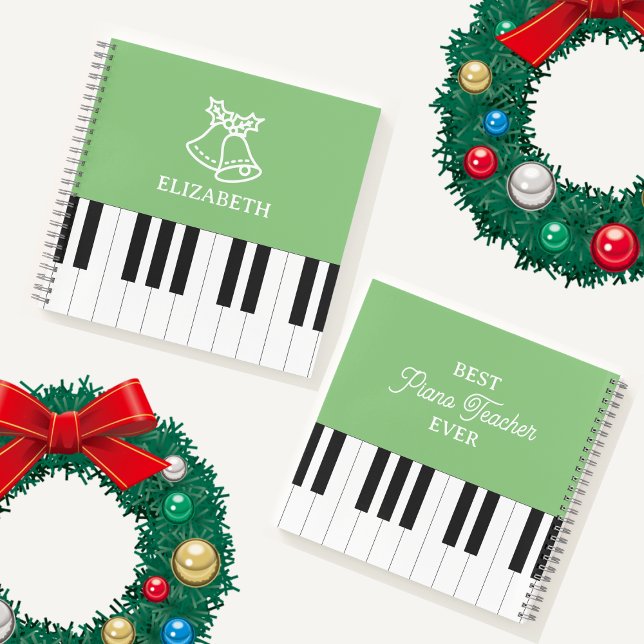 Piano Key Bester Klavierlehrer Weihnachten Grün Notizbuch (Von Creator hochgeladen)