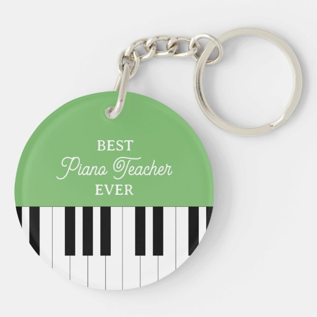 Piano Key Bester Klavierlehrer Weihnachten Grün Schlüsselanhänger (Rückseite)