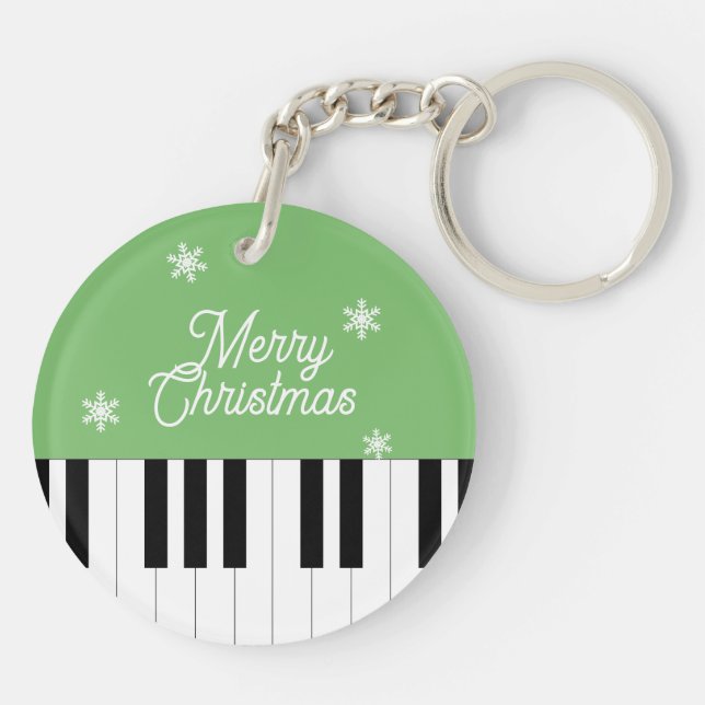 Piano Key Jingle Bell Frohe Weihnachts Rot Grün Schlüsselanhänger (Rückseite)