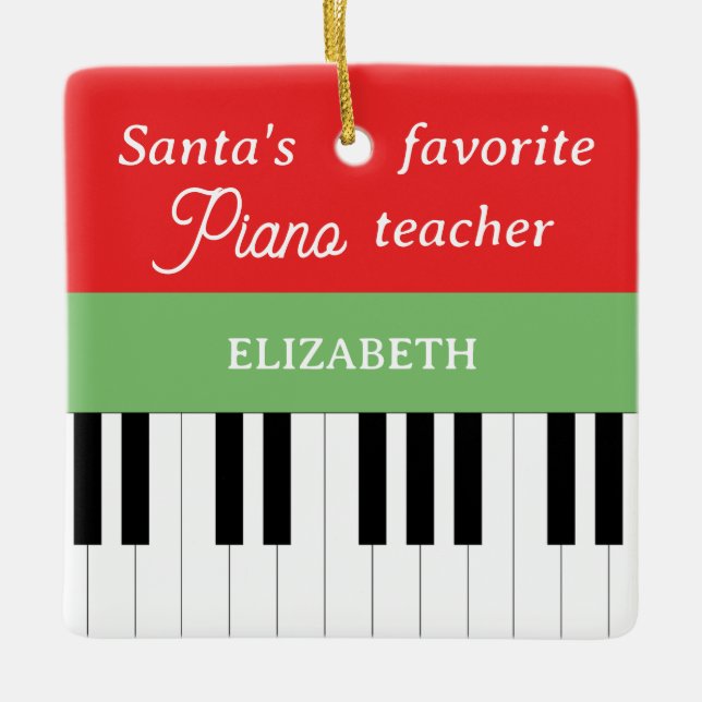 Piano Key Santa's Lieblings-Klavierlehrer Keramikornament (Vorderseite)
