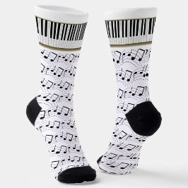 Piano Keyboard And Musical Notes Socken
