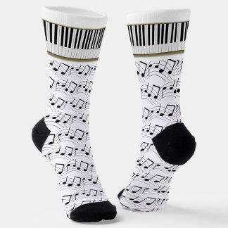 Piano Keyboard And Musical Notes Socken