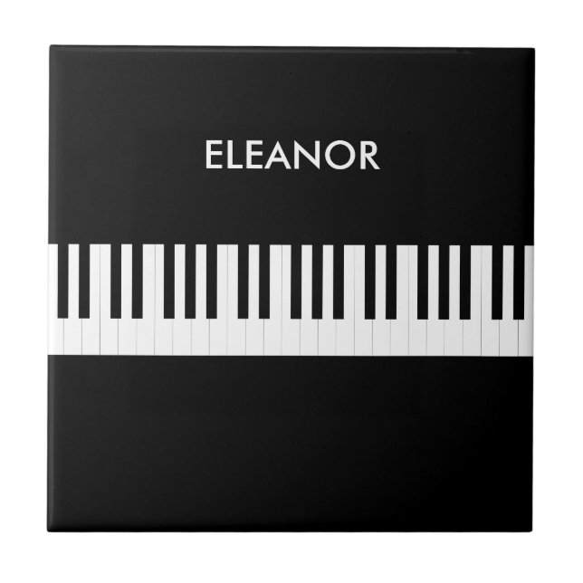 Piano Keyboard Black and White Keys Personalized Fliese (Vorderseite)
