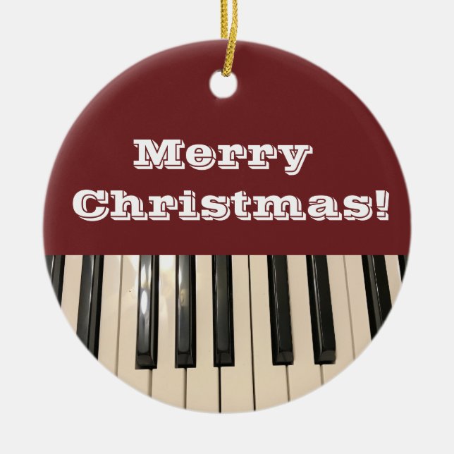 Piano Keyboard Foto Weihnachten Keramik Ornament (Vorne)