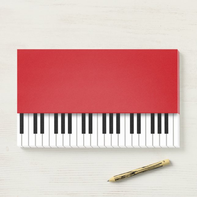 Piano Keyboard Fun Red Music Post-it Klebezettel (Auf Schreibtisch)