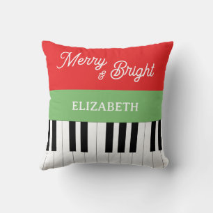 Piano Keyboard Merry & Bright Pianist Weihnachten Kissen