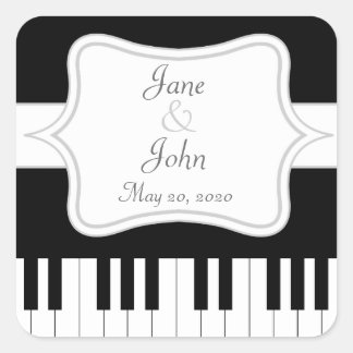 Piano Keyboard Music Gastgeschenk Hochzeit Quadratischer Aufkleber