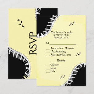 Piano Keyboard Music UAWG mit Menu Yellow RSVP Karte