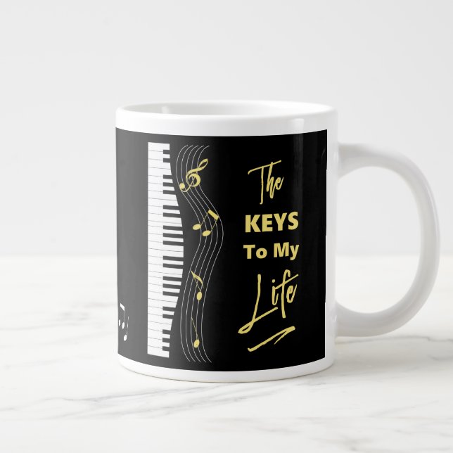 Piano Keyboard Players Spaß Musiknoten Jumbo-Tasse (Rechts)